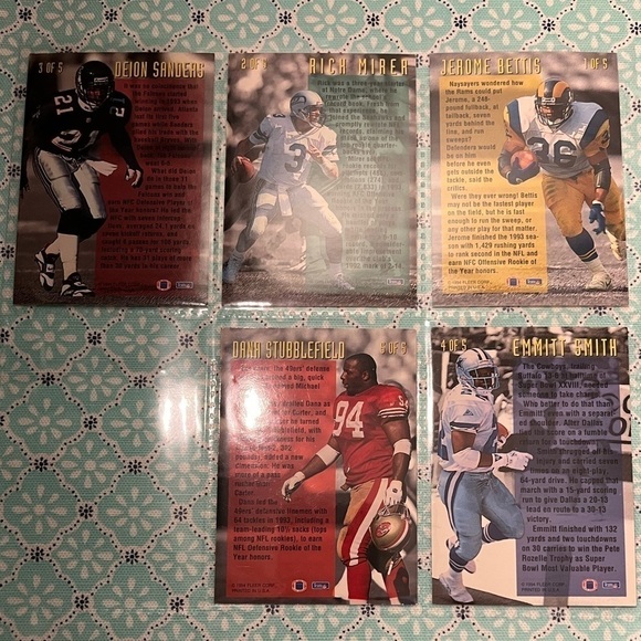 FOOTBALL Error Card - OBO 🏈 NFL Fleer 1993 - 1994 Football Award Cards 5/5 - Picture 2 of 4